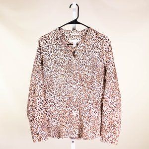 Chico's Women's Shirt Collared Button Up Animal Cheetah Print No Iron Top 2 L/12
